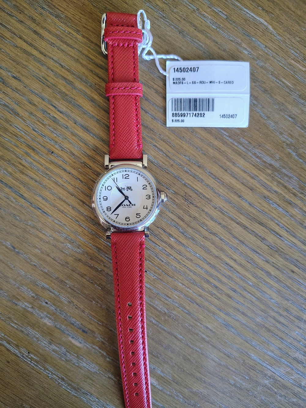 NWT Coach Madison Women's Red Leather Watch White Dial 14502407